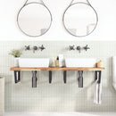 vidaXL acél és tömör akácfa falra szerelhető mosdópolc