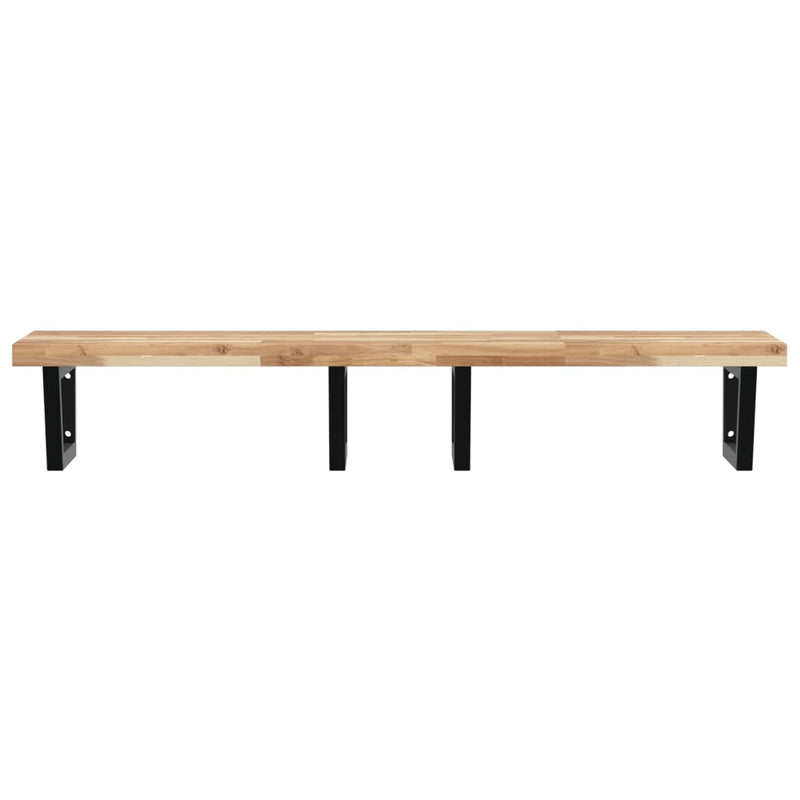 vidaXL acél és tömör akácfa falra szerelhető mosdópolc