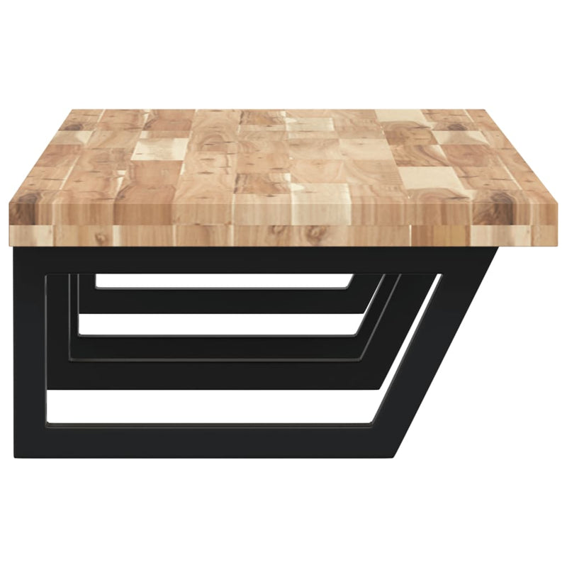 vidaXL acél és tömör akácfa falra szerelhető mosdópolc