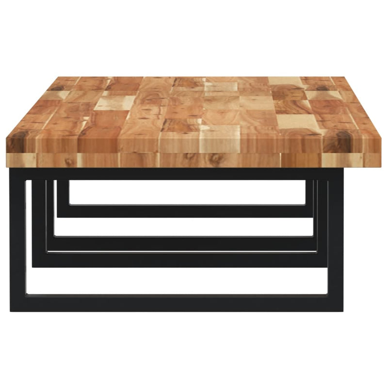 vidaXL acél és tömör akácfa falra szerelhető mosdópolc