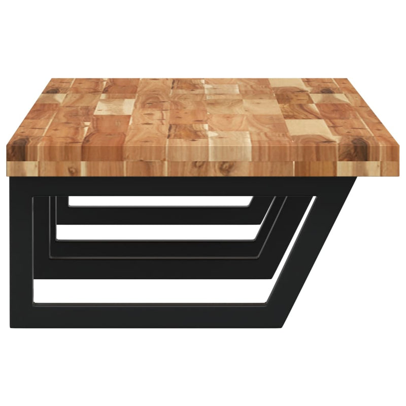 vidaXL acél és tömör akácfa falra szerelhető mosdópolc