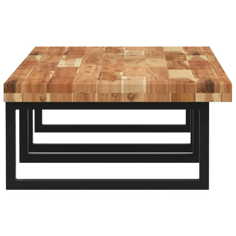 vidaXL acél és tömör akácfa falra szerelhető mosdópolc