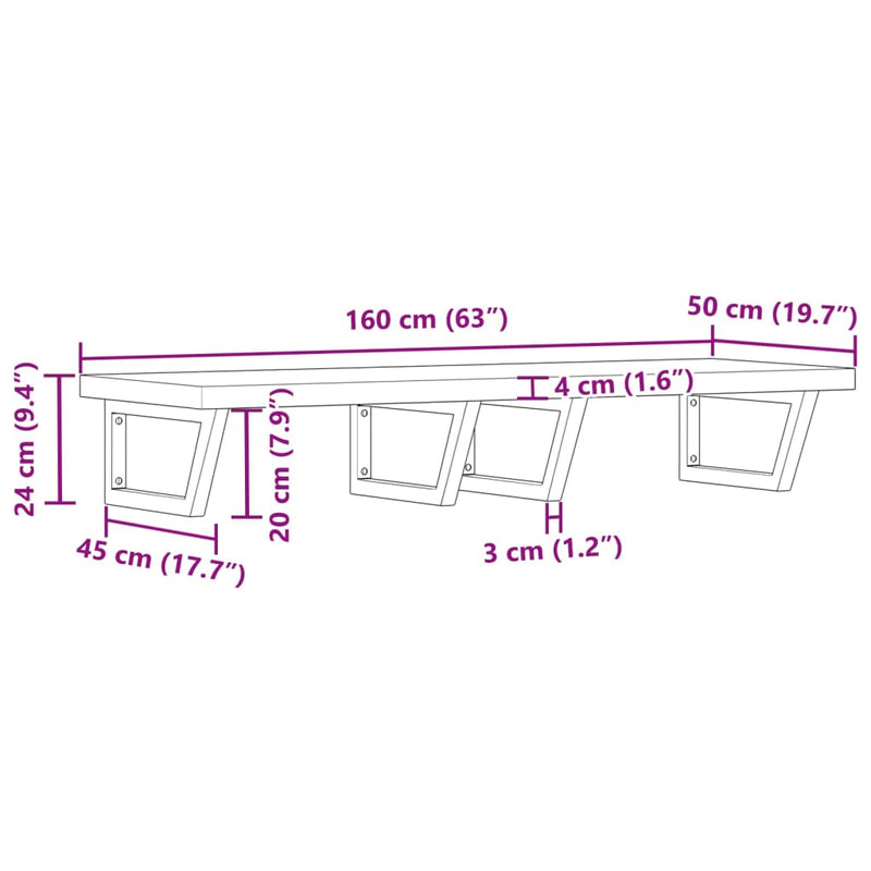 vidaXL acél és tömör akácfa falra szerelhető mosdópolc