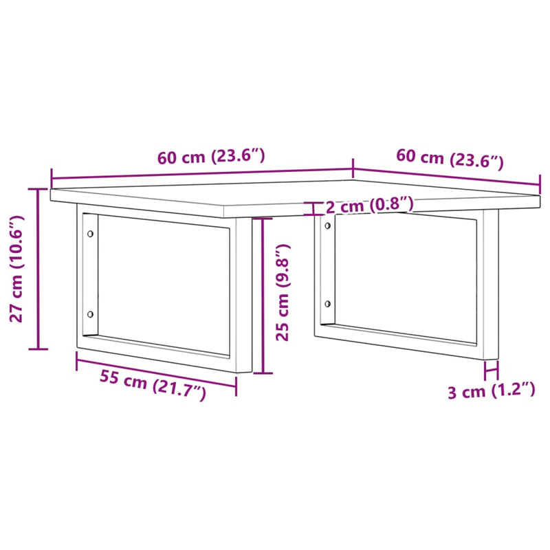 vidaXL acél és tömör akácfa falra szerelhető mosdópolc