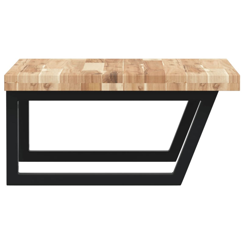 vidaXL acél és tömör akácfa falra szerelhető mosdópolc