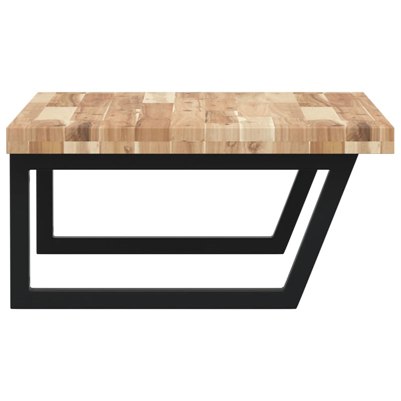 vidaXL acél és tömör akácfa falra szerelhető mosdópolc