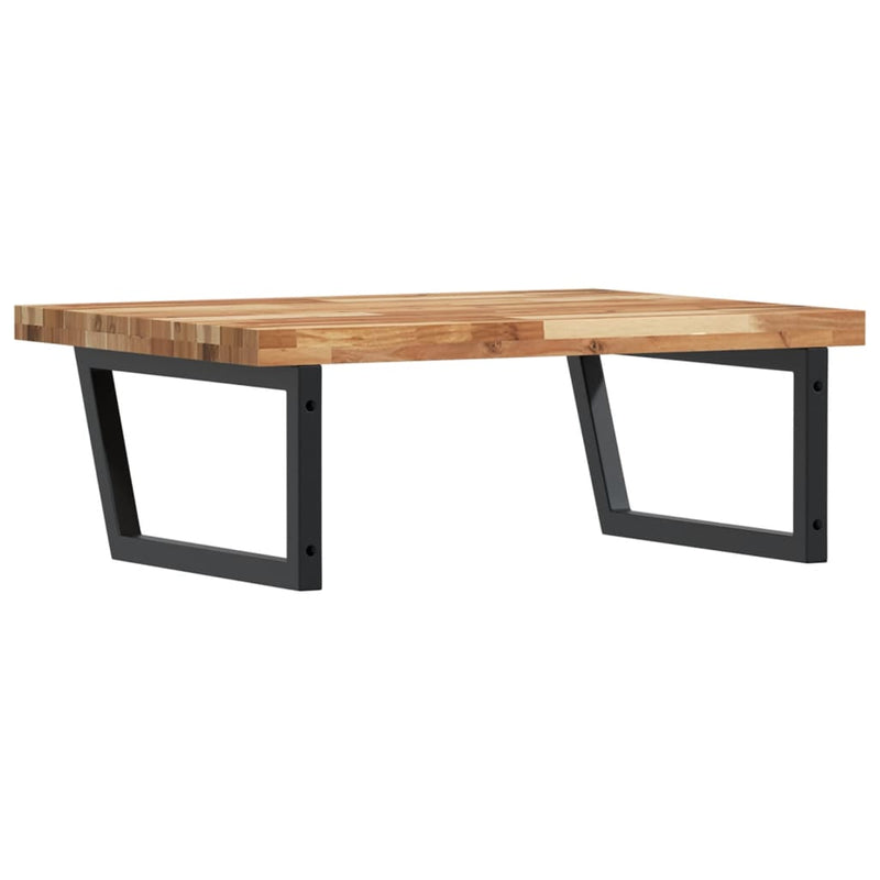 vidaXL acél és tömör akácfa falra szerelhető mosdópolc