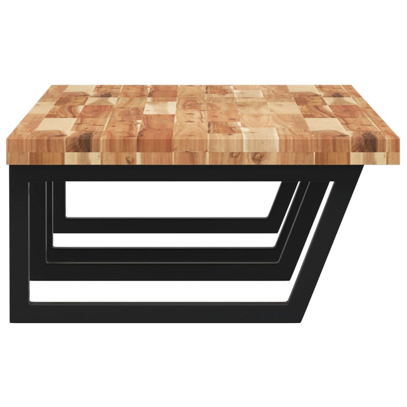 vidaXL acél és tömör akácfa falra szerelhető mosdópolc