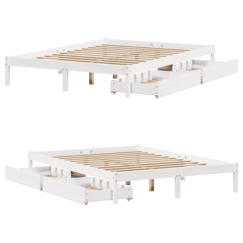 vidaXL fehér tömör fenyőfa ágy matrac nélkül 120 x 190 cm