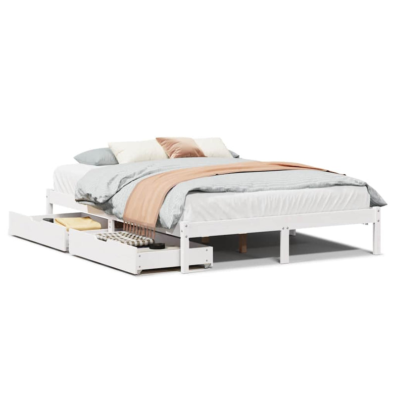 vidaXL fehér tömör fenyőfa ágy matrac nélkül 135 x 190 cm