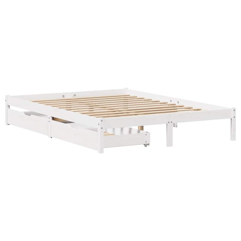 vidaXL fehér tömör fenyőfa ágy matrac nélkül 135 x 190 cm