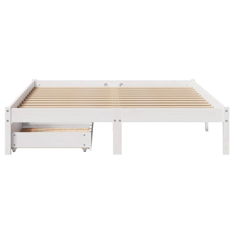 vidaXL fehér tömör fenyőfa ágy matrac nélkül 135 x 190 cm