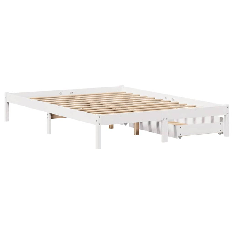 vidaXL fehér tömör fenyőfa ágy matrac nélkül 135 x 190 cm