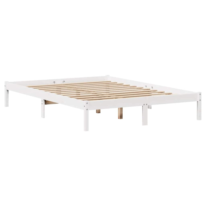 vidaXL fehér tömör fenyőfa ágy matrac nélkül 135 x 190 cm