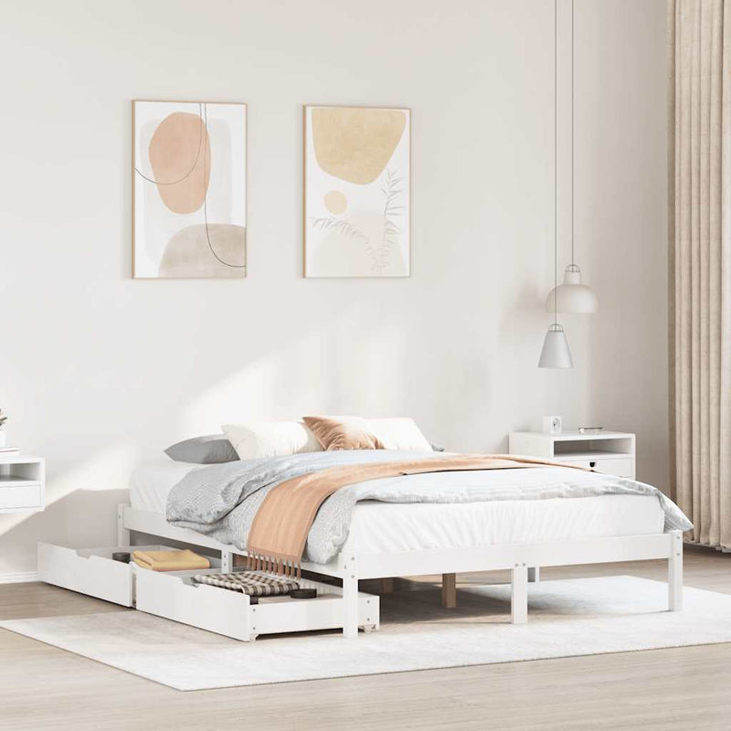 vidaXL fehér tömör fenyőfa ágy matrac nélkül 135 x 190 cm