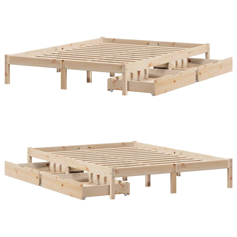 vidaXL tömör fenyőfa ágy matrac nélkül 150x200 cm