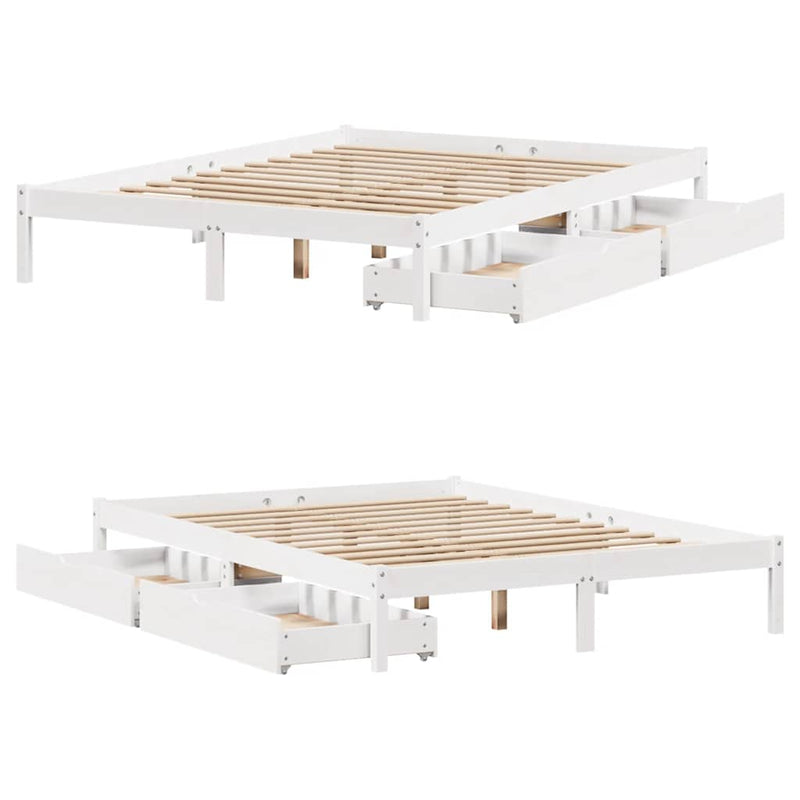 vidaXL fehér tömör fenyőfa ágy matrac nélkül 160 x 200 cm