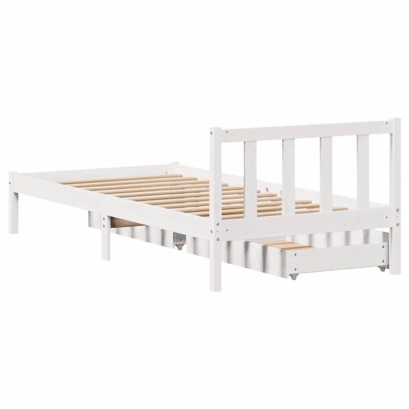 vidaXL fehér tömör fenyőfa ágykeret matrac nélkül 90 x 190 cm
