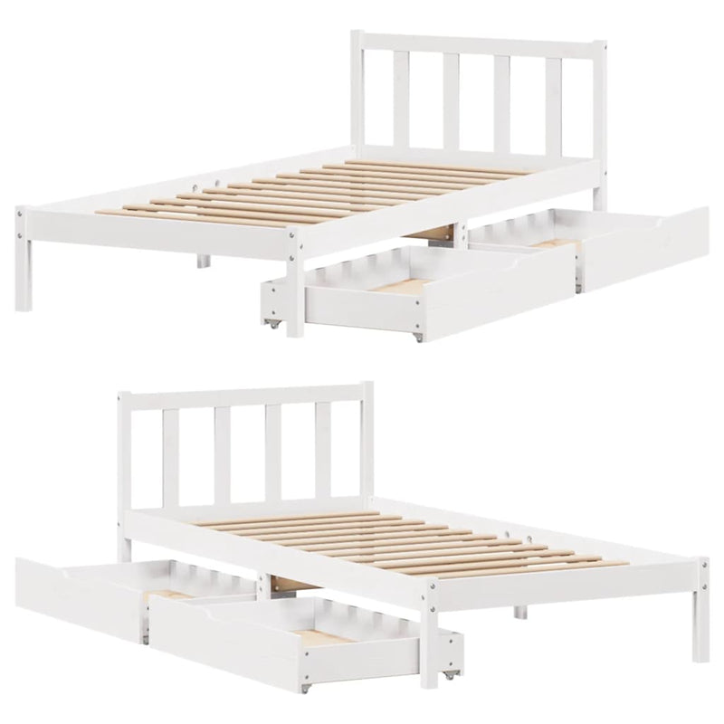 vidaXL fehér tömör fenyőfa ágykeret matrac nélkül 90 x 190 cm
