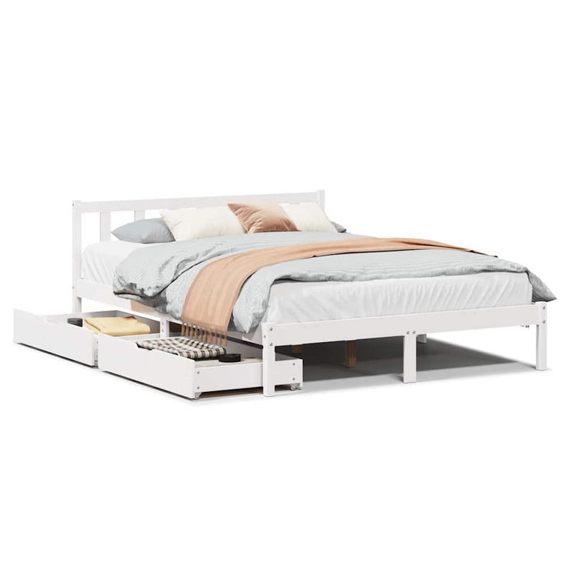 vidaXL fehér tömör fenyőfa ágy matrac nélkül 120 x 190 cm
