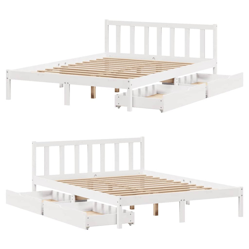 vidaXL fehér tömör fenyőfa ágy matrac nélkül 120 x 190 cm