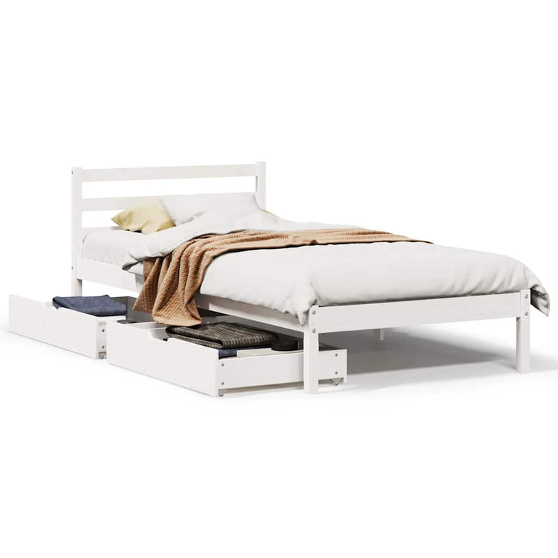 vidaXL fehér tömör fenyőfa ágykeret matrac nélkül 90 x 190 cm