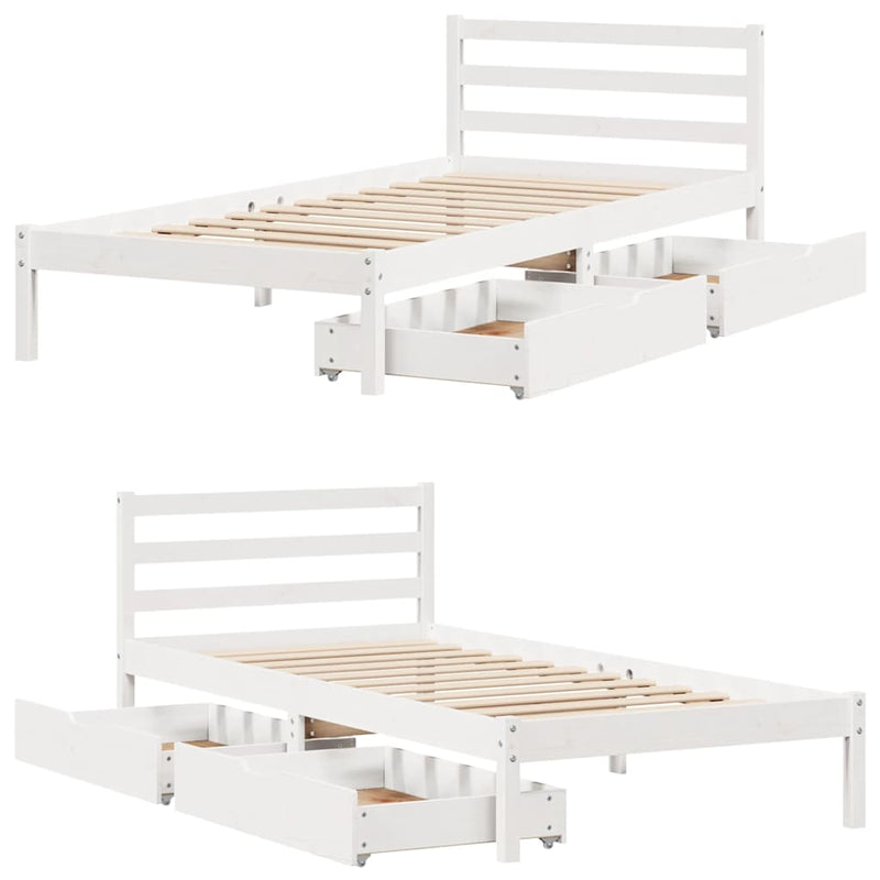 vidaXL fehér tömör fenyőfa ágykeret matrac nélkül 90 x 190 cm