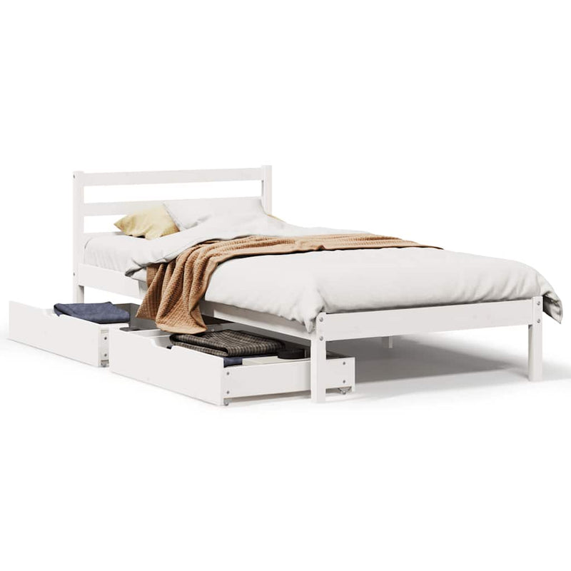 vidaXL fehér tömör fenyőfa ágy matrac nélkül 100 x 200 cm