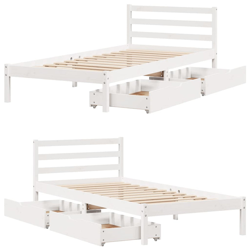 vidaXL fehér tömör fenyőfa ágy matrac nélkül 100 x 200 cm