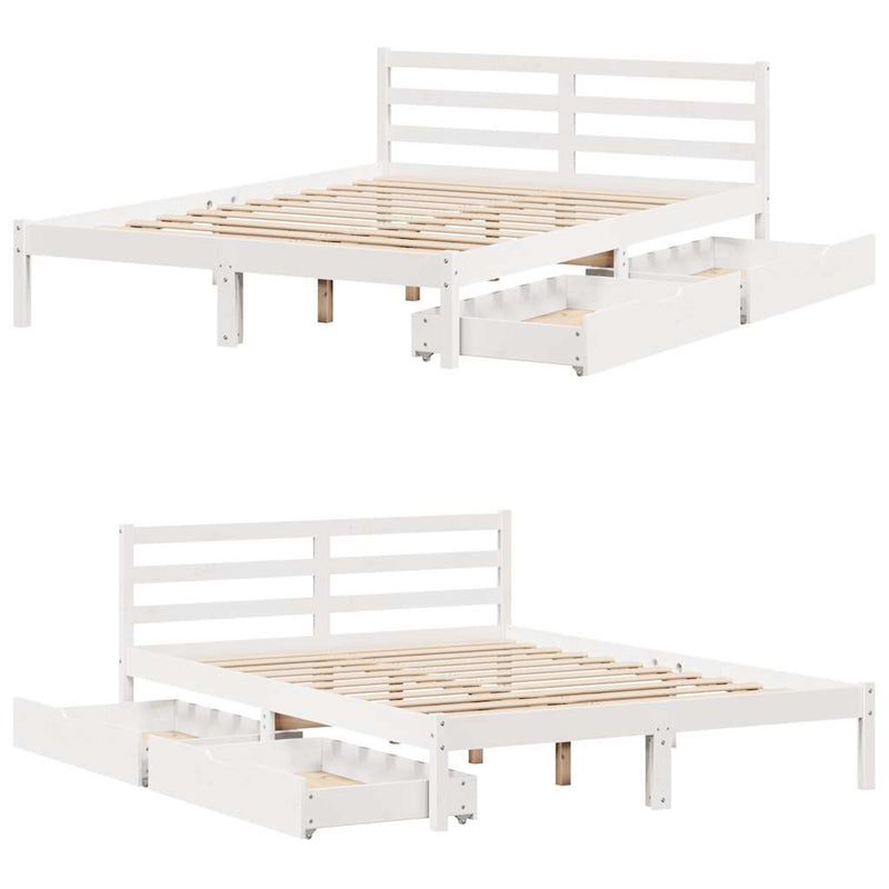 vidaXL fehér tömör fenyőfa ágy matrac nélkül 160 x 200 cm