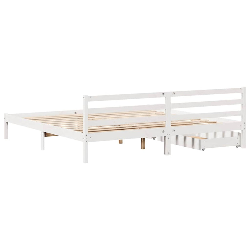vidaXL fehér tömör fenyőfa ágy matrac nélkül 180 x 200 cm