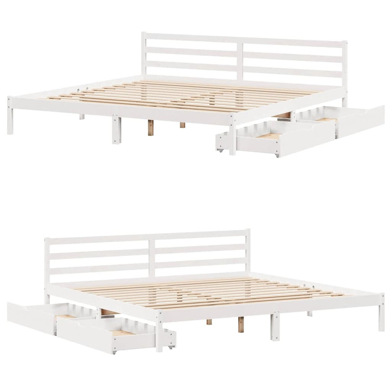 vidaXL fehér tömör fenyőfa ágy matrac nélkül 180 x 200 cm