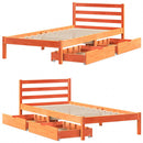 vidaXL viaszbarna tömör fenyőfa ágy matrac nélkül 75 x 190 cm