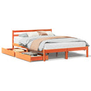 vidaXL viaszbarna tömör fenyőfa ágy matrac nélkül 120 x 190 cm
