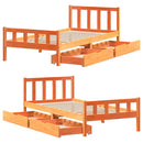 vidaXL viaszbarna tömör fenyőfa ágy matrac nélkül 75 x 190 cm