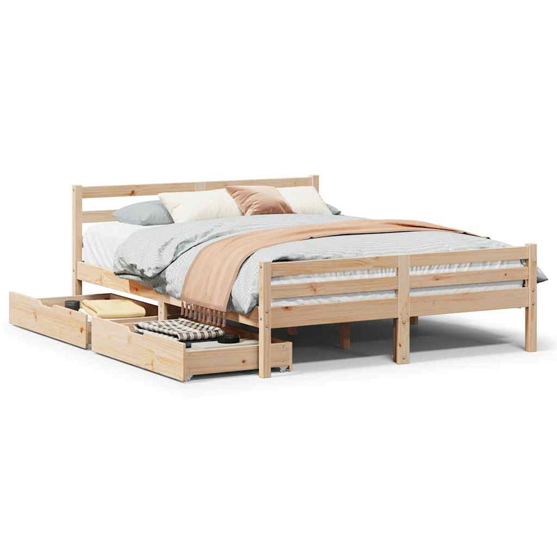 vidaXL tömör fenyőfa ágy matrac nélkül 140 x 190 cm