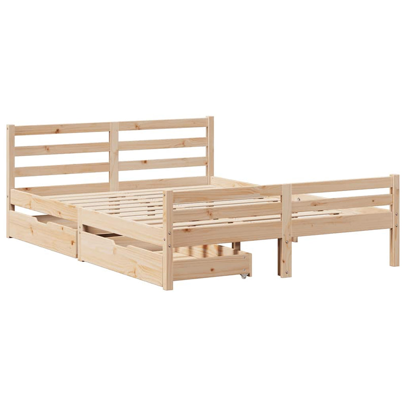 vidaXL tömör fenyőfa ágy matrac nélkül 140 x 190 cm