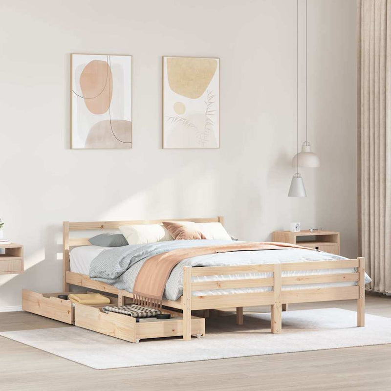vidaXL tömör fenyőfa ágy matrac nélkül 140 x 190 cm
