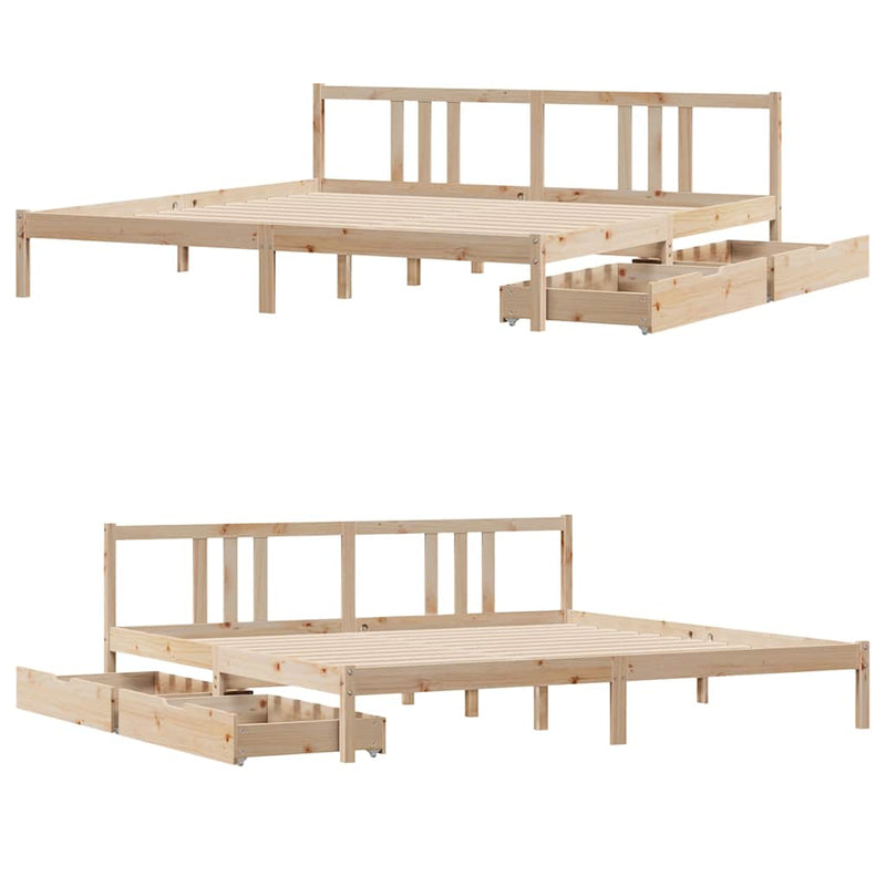 vidaXL tömör fenyőfa ágy matrac nélkül 200 x 200 cm