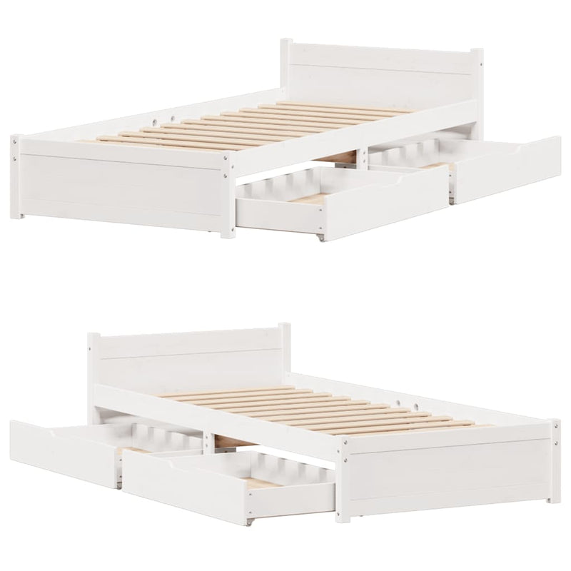 vidaXL fehér tömör fenyőfa ágykeret matrac nélkül 90 x 190 cm