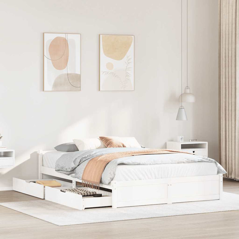 vidaXL fehér tömör fenyőfa ágy matrac nélkül 135 x 190 cm