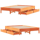 vidaXL viaszbarna tömör fenyőfa ágy matrac nélkül 135 x 190 cm