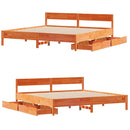 vidaXL viaszbarna tömör fenyőfa ágy matrac nélkül 200 x 200 cm