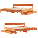 vidaXL viaszbarna tömör fenyőfa ágy matrac nélkül 180 x 200 cm
