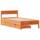 vidaXL viaszbarna tömör fenyőfa ágy matrac nélkül 100 x 200 cm