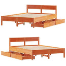 vidaXL viaszbarna tömör fenyőfa ágy matrac nélkül 140 x 190 cm