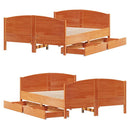 vidaXL viaszbarna tömör fenyőfa ágy matrac nélkül 135 x 190 cm