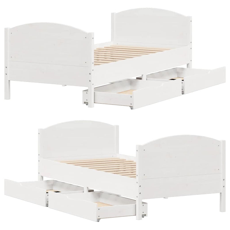 vidaXL fehér tömör fenyőfa ágy matrac nélkül 100 x 200 cm