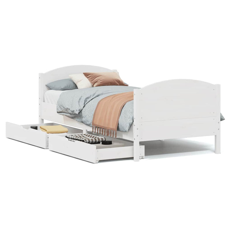 vidaXL fehér tömör fenyőfa ágy matrac nélkül 75 x 190 cm
