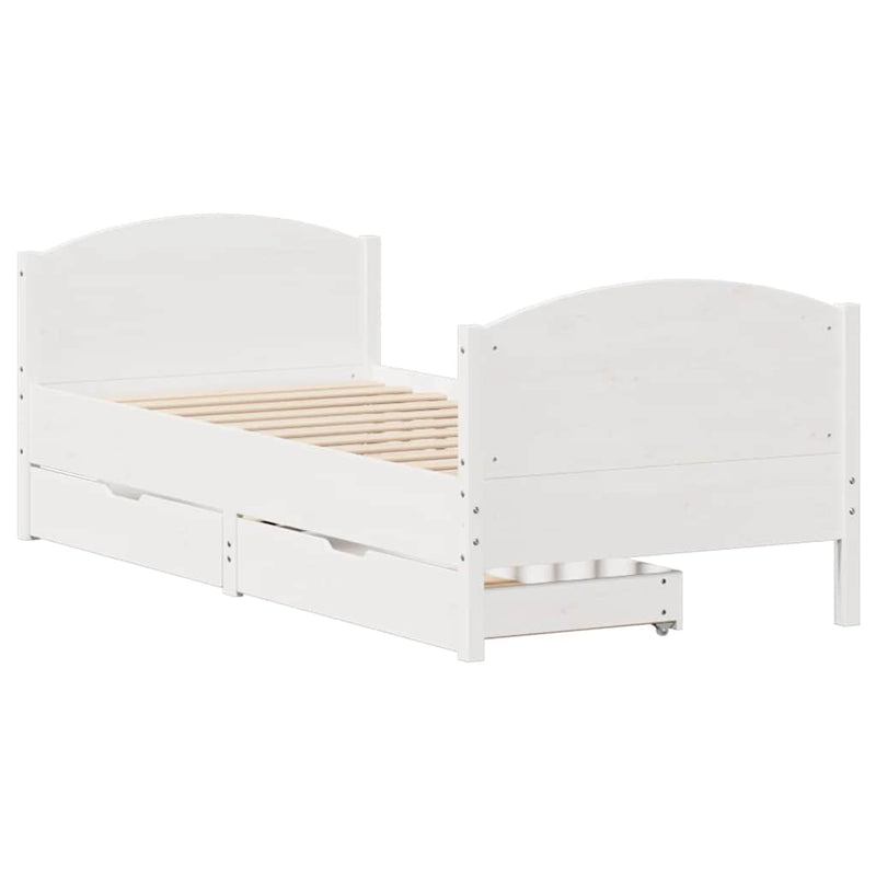 vidaXL fehér tömör fenyőfa ágy matrac nélkül 75 x 190 cm